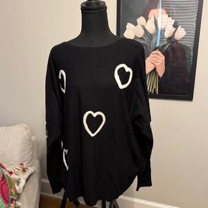 Aedan Black Sweater with White Heart Accents